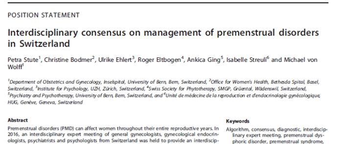Interdisciplinary consensus on management of premenstrual disorders in Switzerland – a position statement