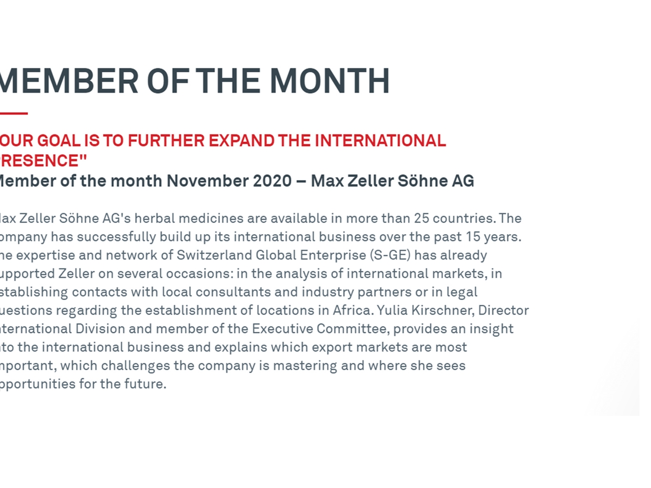 S-GE Member of the month for November 2020
