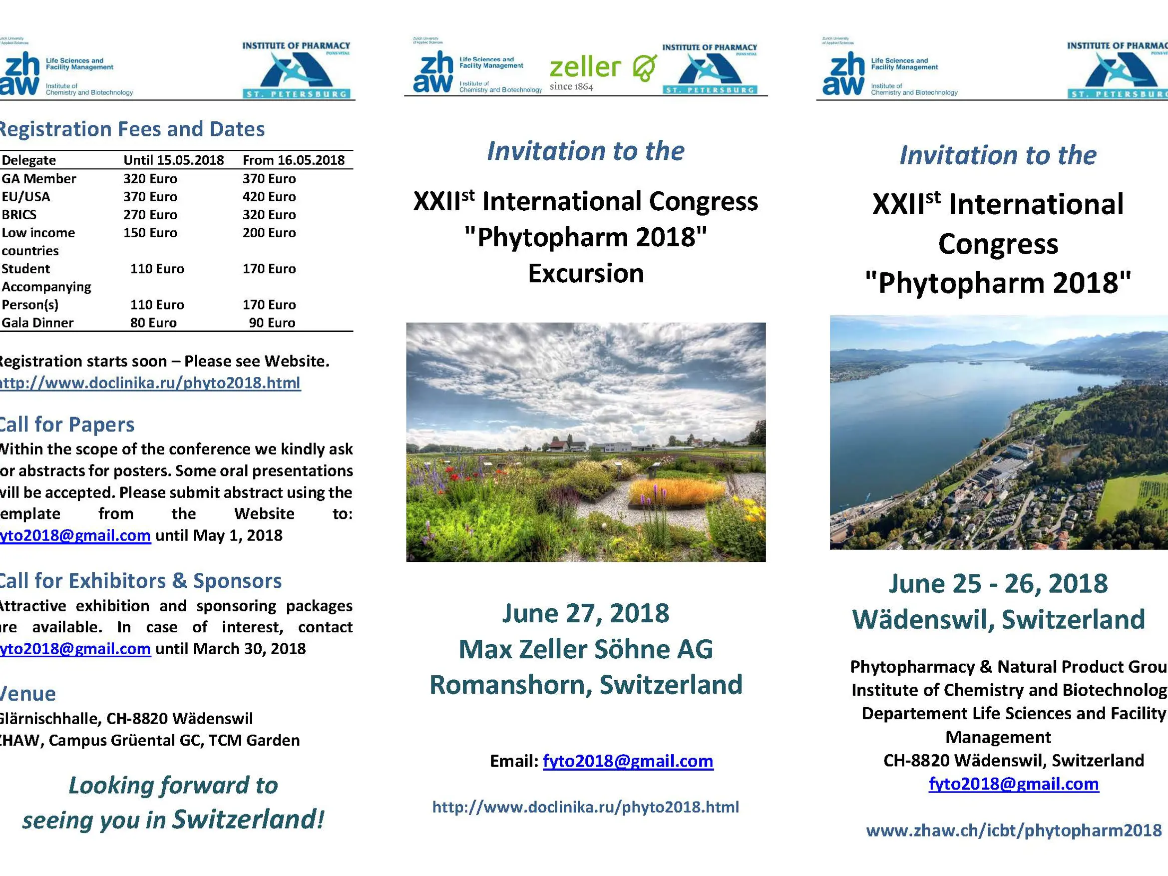 Announcement: Zeller will be main sponsor of PHYTOPHARM 2018